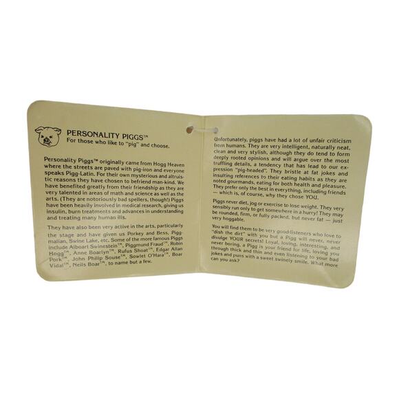 Vintage RUSS Personality Piggs Rhonda Pig Betty Kane 1984 Stuff Animal with Tags - Picture 6 of 6